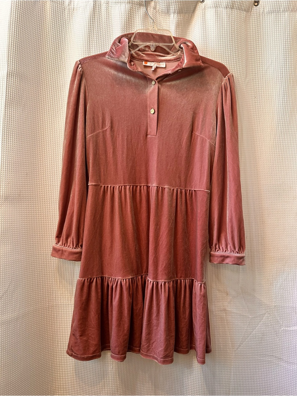 Jude Connally Velvet Tiered Midi Dress in Dusty Rose
